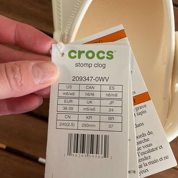 NWT Crocs Stomp Clog Chalk Women Size 8 Men Size 6(209347-0WV) - Picture 10 of 10